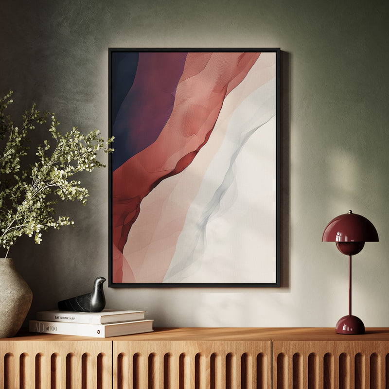 Canvas Wall Art Stretched Over Wooden Frame with Floating Frame and Waves Of Brown Abstract Painting CV4262 - Al Rugaib Furniture