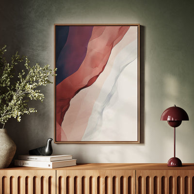 Canvas Wall Art Stretched Over Wooden Frame with Floating Frame and Waves Of Brown Abstract Painting CV4262 - Al Rugaib Furniture