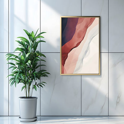 Canvas Wall Art Stretched Over Wooden Frame with Floating Frame and Waves Of Brown Abstract Painting CV4262 - Al Rugaib Furniture