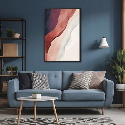 Canvas Wall Art Stretched Over Wooden Frame with Floating Frame and Waves Of Brown Abstract Painting CV4262 - Al Rugaib Furniture