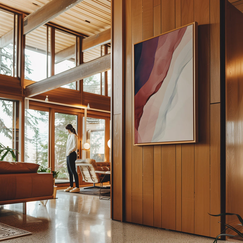 Canvas Wall Art Stretched Over Wooden Frame with Floating Frame and Waves Of Brown Abstract Painting CV4262 - Al Rugaib Furniture