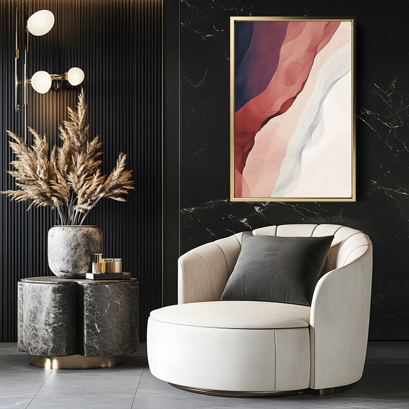 Canvas Wall Art Stretched Over Wooden Frame with Floating Frame and Waves Of Brown Abstract Painting CV4262 - Al Rugaib Furniture