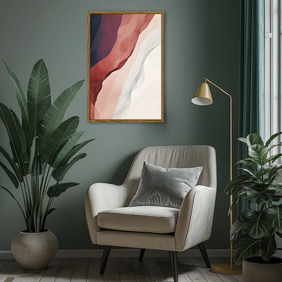 Canvas Wall Art Stretched Over Wooden Frame with Floating Frame and Waves Of Brown Abstract Painting CV4262 - Al Rugaib Furniture