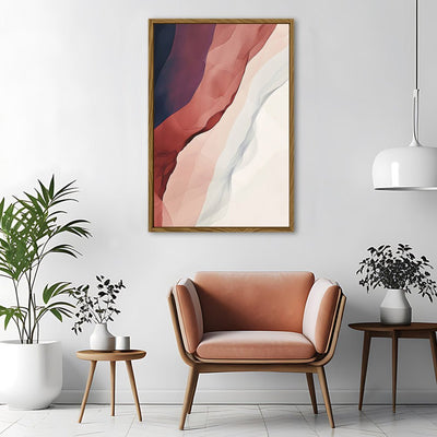 Canvas Wall Art Stretched Over Wooden Frame with Floating Frame and Waves Of Brown Abstract Painting CV4262 - Al Rugaib Furniture
