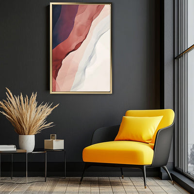 Canvas Wall Art Stretched Over Wooden Frame with Floating Frame and Waves Of Brown Abstract Painting CV4262 - Al Rugaib Furniture