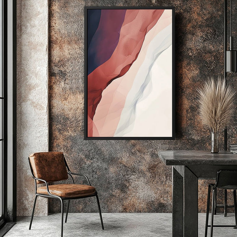 Canvas Wall Art Stretched Over Wooden Frame with Floating Frame and Waves Of Brown Abstract Painting CV4262 - Al Rugaib Furniture
