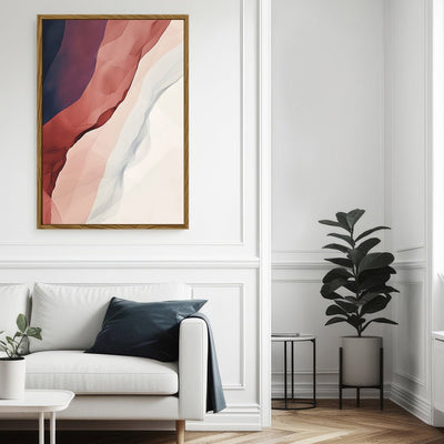 Canvas Wall Art Stretched Over Wooden Frame with Floating Frame and Waves Of Brown Abstract Painting CV4262 - Al Rugaib Furniture