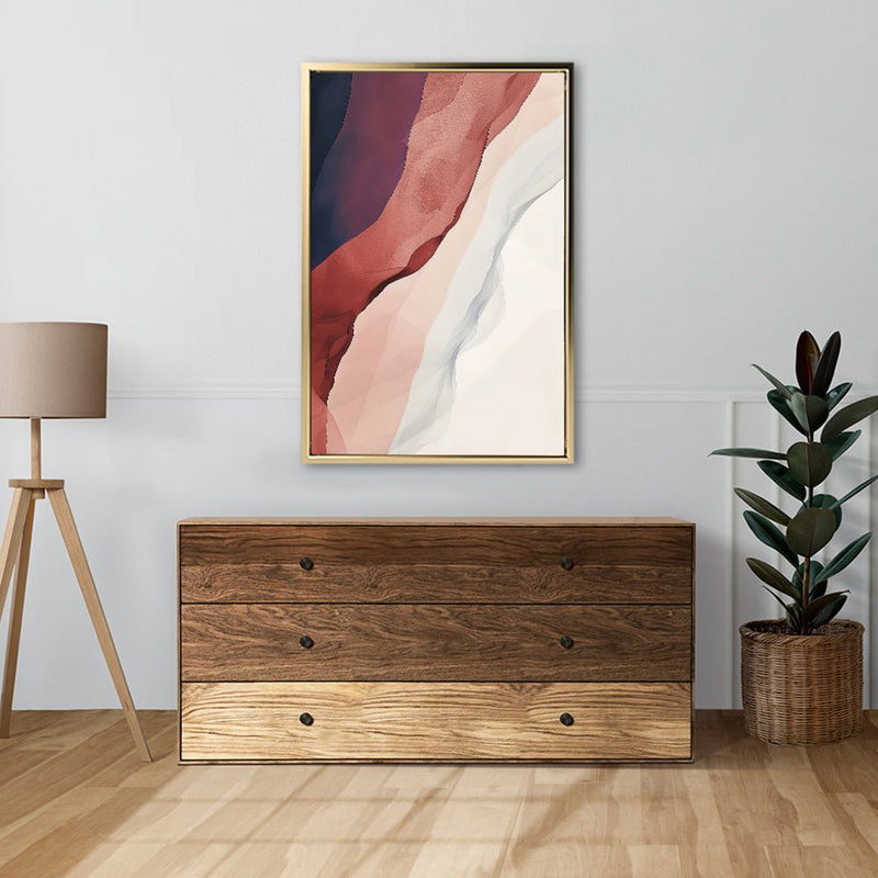Canvas Wall Art Stretched Over Wooden Frame with Floating Frame and Waves Of Brown Abstract Painting CV4262 - Al Rugaib Furniture
