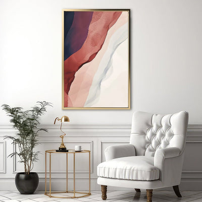 Canvas Wall Art Stretched Over Wooden Frame with Floating Frame and Waves Of Brown Abstract Painting CV4262 - Al Rugaib Furniture