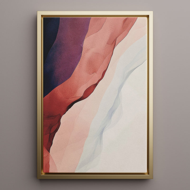 Canvas Wall Art Stretched Over Wooden Frame with Floating Frame and Waves Of Brown Abstract Painting CV4262 - Al Rugaib Furniture