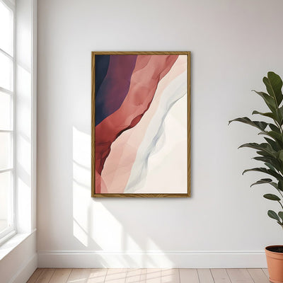 Canvas Wall Art Stretched Over Wooden Frame with Floating Frame and Waves Of Brown Abstract Painting CV4262 - Al Rugaib Furniture