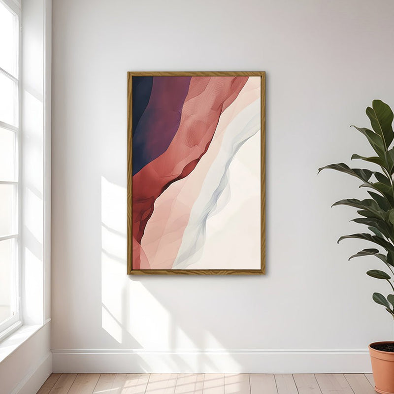 Canvas Wall Art Stretched Over Wooden Frame with Floating Frame and Waves Of Brown Abstract Painting CV4262 - Al Rugaib Furniture