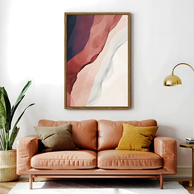 Canvas Wall Art Stretched Over Wooden Frame with Floating Frame and Waves Of Brown Abstract Painting CV4262 - Al Rugaib Furniture