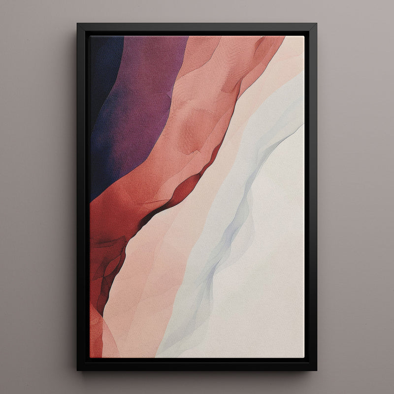 Canvas Wall Art Stretched Over Wooden Frame with Floating Frame and Waves Of Brown Abstract Painting CV4262 - Al Rugaib Furniture