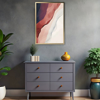 Canvas Wall Art Stretched Over Wooden Frame with Floating Frame and Waves Of Brown Abstract Painting CV4262 - Al Rugaib Furniture