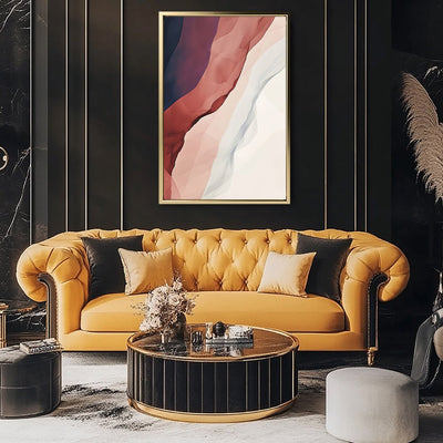 Canvas Wall Art Stretched Over Wooden Frame with Floating Frame and Waves Of Brown Abstract Painting CV4262 - Al Rugaib Furniture