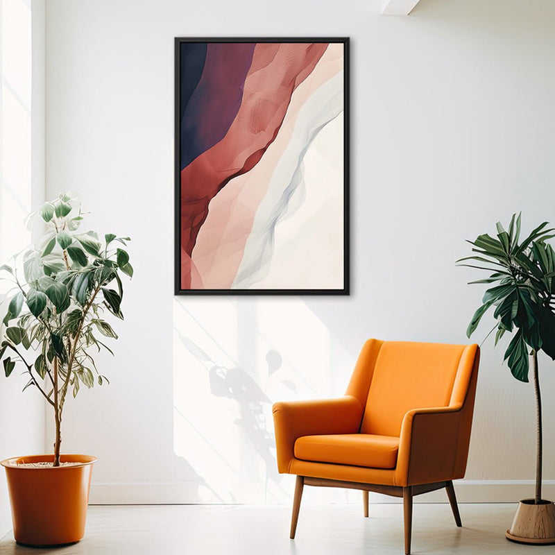 Canvas Wall Art Stretched Over Wooden Frame with Floating Frame and Waves Of Brown Abstract Painting CV4262 - Al Rugaib Furniture
