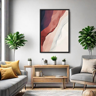 Canvas Wall Art Stretched Over Wooden Frame with Floating Frame and Waves Of Brown Abstract Painting CV4262 - Al Rugaib Furniture