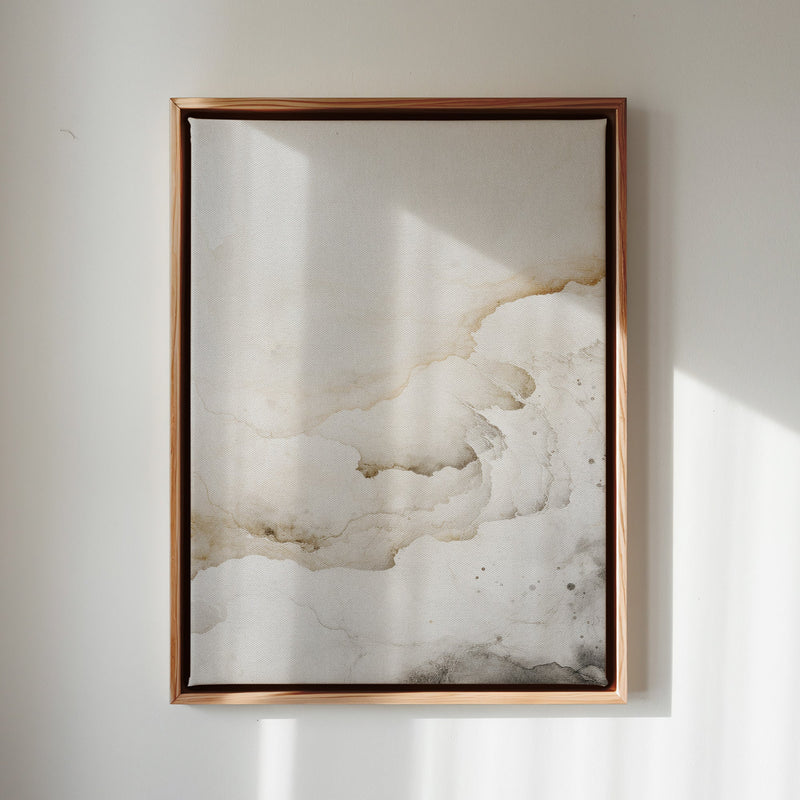 Canvas Wall Art Stretched Over Wooden Frame with Floating Frame and White Abstract Painting CV4263 - Al Rugaib Furniture