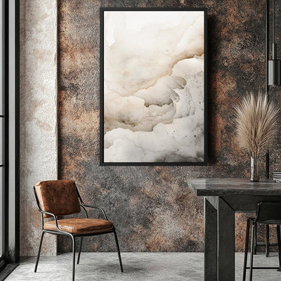 Canvas Wall Art Stretched Over Wooden Frame with Floating Frame and White Abstract Painting CV4263 - Al Rugaib Furniture