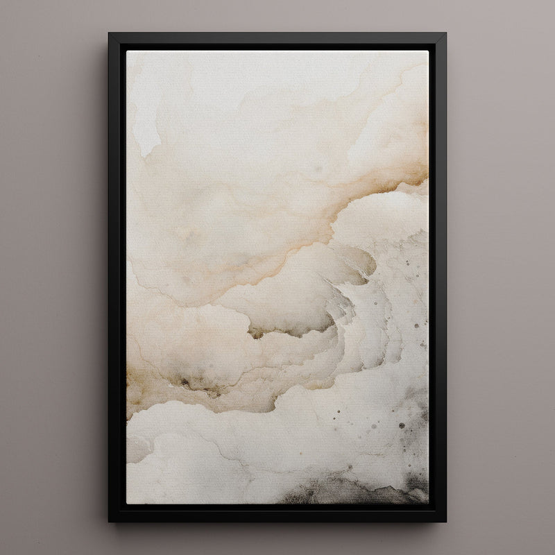 Canvas Wall Art Stretched Over Wooden Frame with Floating Frame and White Abstract Painting CV4263 - Al Rugaib Furniture