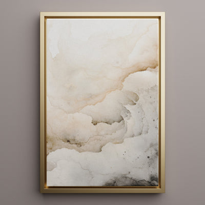 Canvas Wall Art Stretched Over Wooden Frame with Floating Frame and White Abstract Painting CV4263 - Al Rugaib Furniture