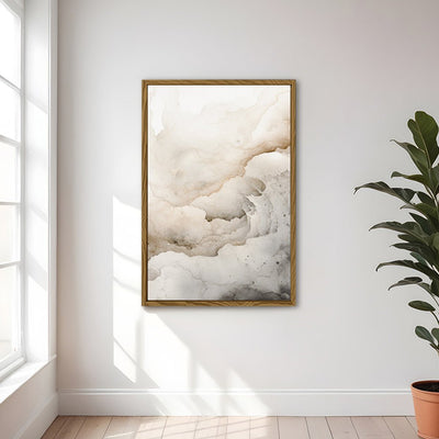 Canvas Wall Art Stretched Over Wooden Frame with Floating Frame and White Abstract Painting CV4263 - Al Rugaib Furniture