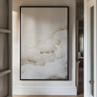 Canvas Wall Art Stretched Over Wooden Frame with Floating Frame and White Abstract Painting CV4263 - Al Rugaib Furniture