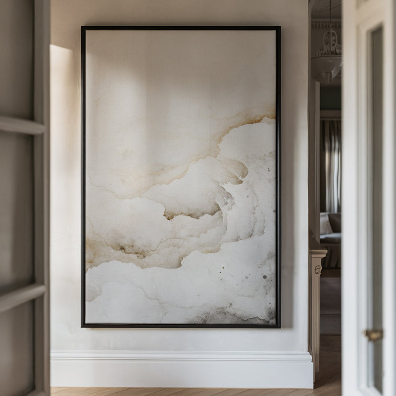 Canvas Wall Art Stretched Over Wooden Frame with Floating Frame and White Abstract Painting CV4263 - Al Rugaib Furniture