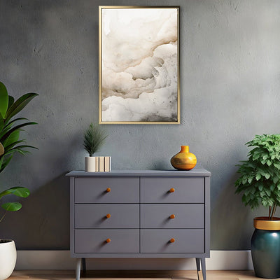 Canvas Wall Art Stretched Over Wooden Frame with Floating Frame and White Abstract Painting CV4263 - Al Rugaib Furniture