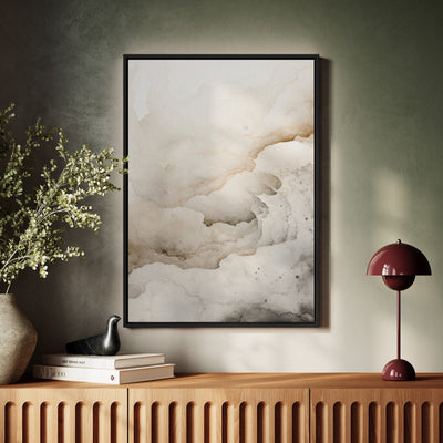 Canvas Wall Art Stretched Over Wooden Frame with Floating Frame and White Abstract Painting CV4263 - Al Rugaib Furniture