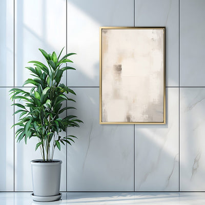 Canvas Wall Art Stretched Over Wooden Frame with Floating Frame and White Light Painting CV4264 - Al Rugaib Furniture