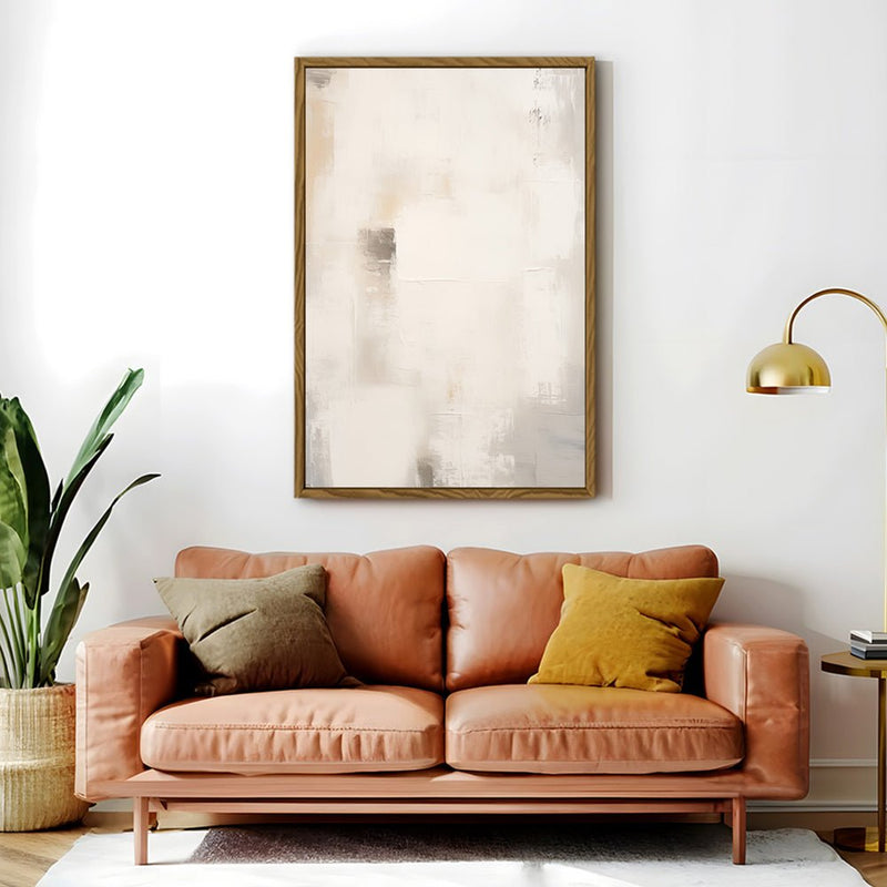 Canvas Wall Art Stretched Over Wooden Frame with Floating Frame and White Light Painting CV4264 - Al Rugaib Furniture