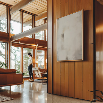 Canvas Wall Art Stretched Over Wooden Frame with Floating Frame and White Light Painting CV4264 - Al Rugaib Furniture