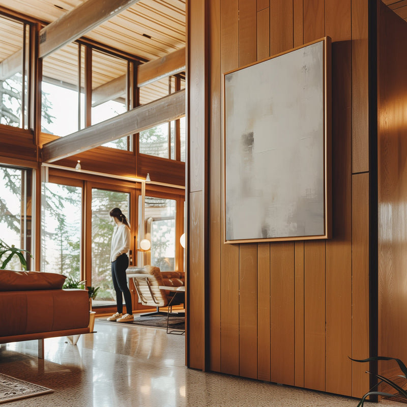 Canvas Wall Art Stretched Over Wooden Frame with Floating Frame and White Light Painting CV4264 - Al Rugaib Furniture