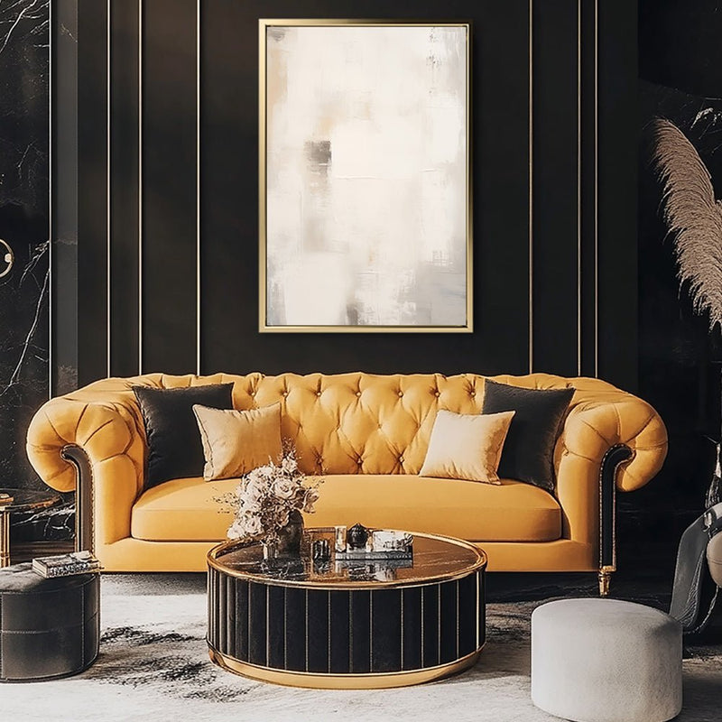 Canvas Wall Art Stretched Over Wooden Frame with Floating Frame and White Light Painting CV4264 - Al Rugaib Furniture