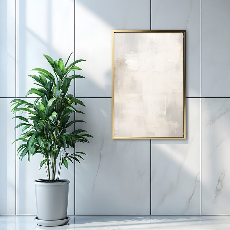 Canvas Wall Art Stretched Over Wooden Frame with Floating Frame and White Light Painting CV4265 - Al Rugaib Furniture