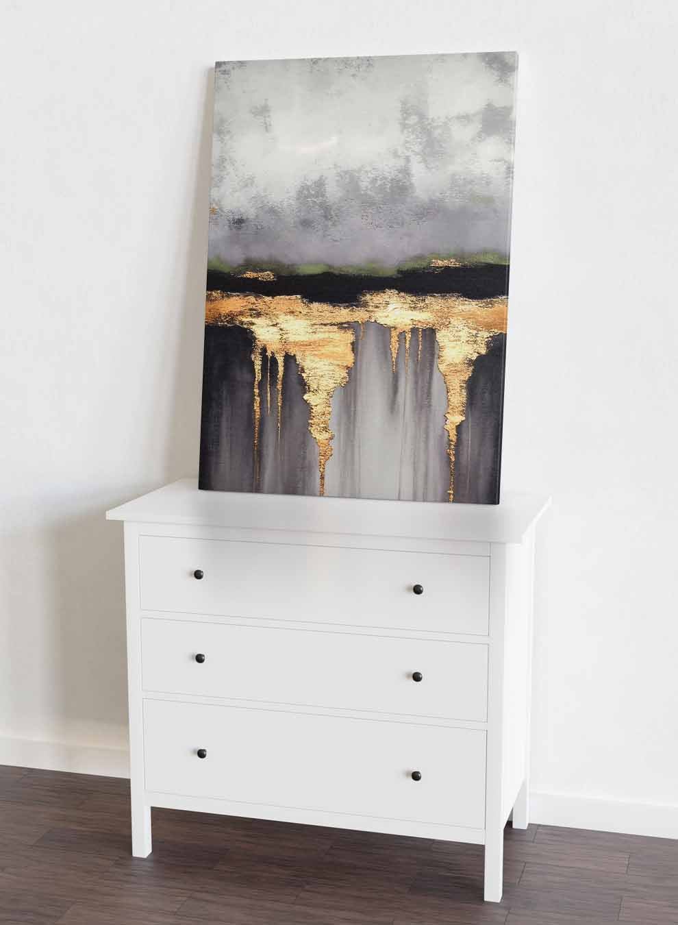 Canvas Wall Art Stretched Over Wooden Frame with Gold Floating Frame Paintings & Pictures| LOWHA