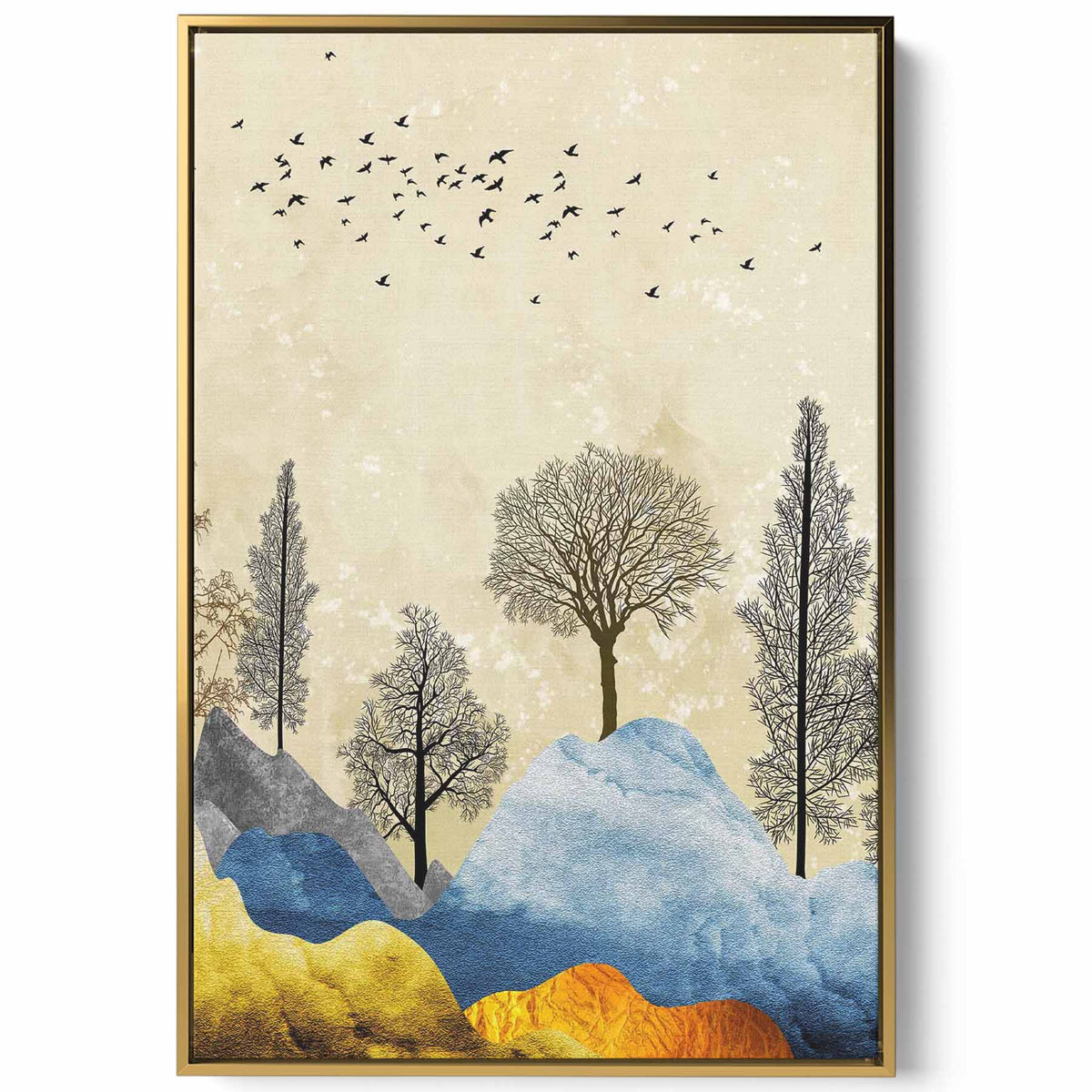 Canvas Wall Art Stretched Over Wooden Frame with Gold Floating Frame Paintings & Pictures| LOWHA