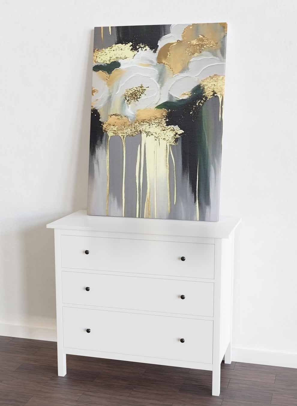 Canvas Wall Art Stretched Over Wooden Frame with Gold Floating Frame Paintings & Pictures| LOWHA