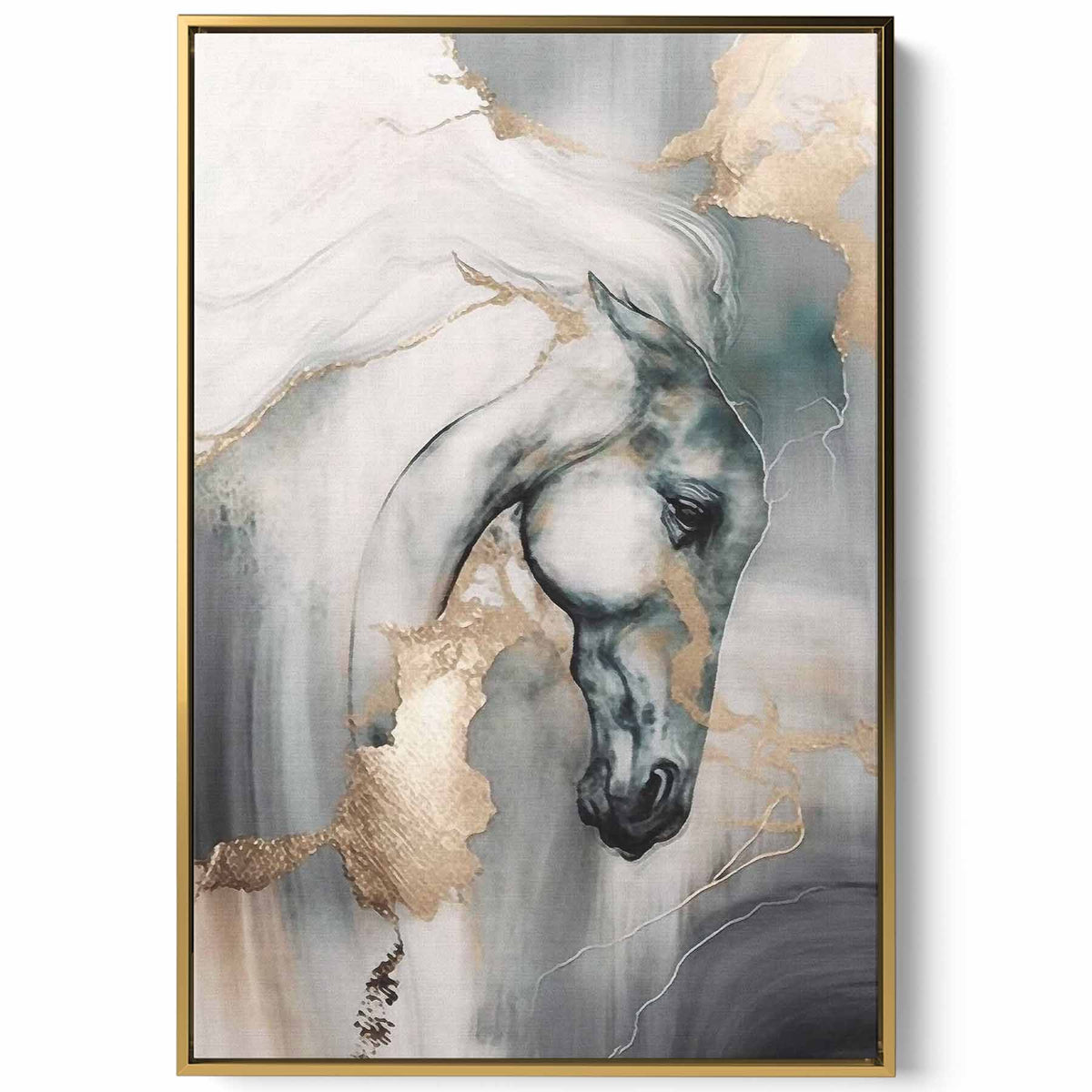 Canvas Wall Art Stretched Over Wooden Frame with Gold Floating Frame Paintings & Pictures| LOWHA