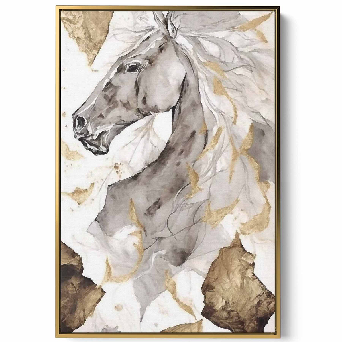 Canvas Wall Art Stretched Over Wooden Frame with Gold Floating Frame Paintings & Pictures| LOWHA