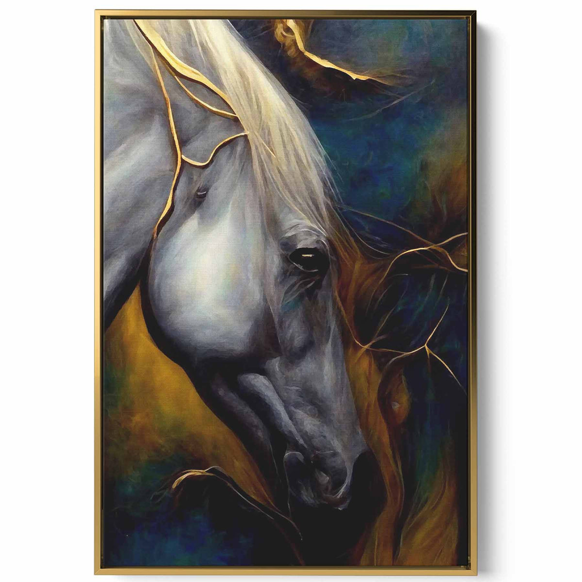 Canvas Wall Art Stretched Over Wooden Frame with Gold Floating Frame Paintings & Pictures| LOWHA