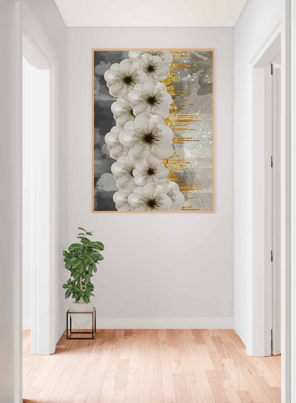 Canvas Wall Art Stretched Over Wooden Frame with Gold Floating Frame Paintings & Pictures| LOWHA
