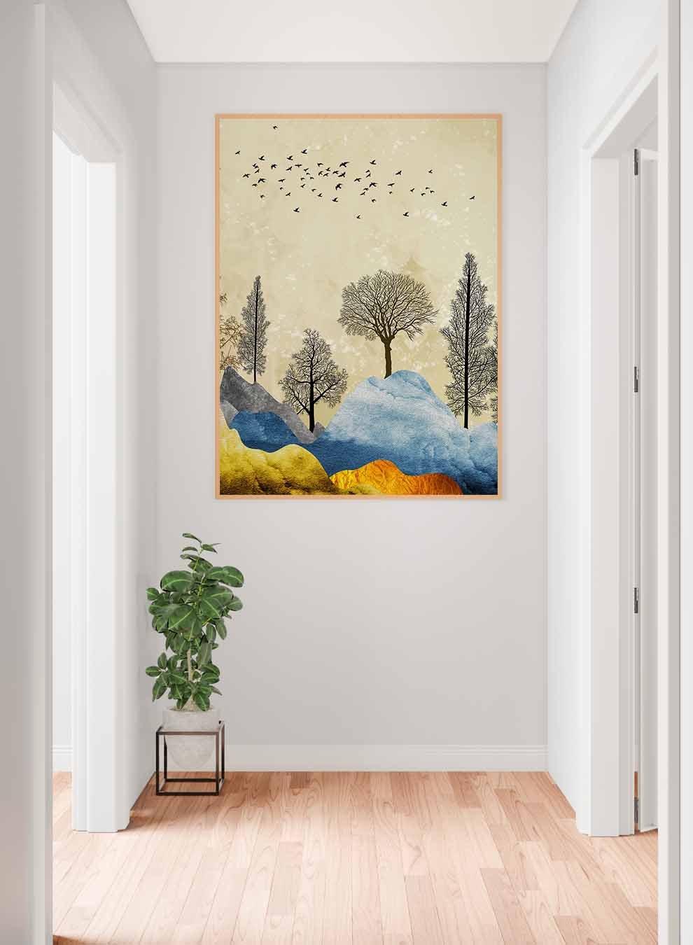 Canvas Wall Art Stretched Over Wooden Frame with Gold Floating Frame Paintings & Pictures| LOWHA