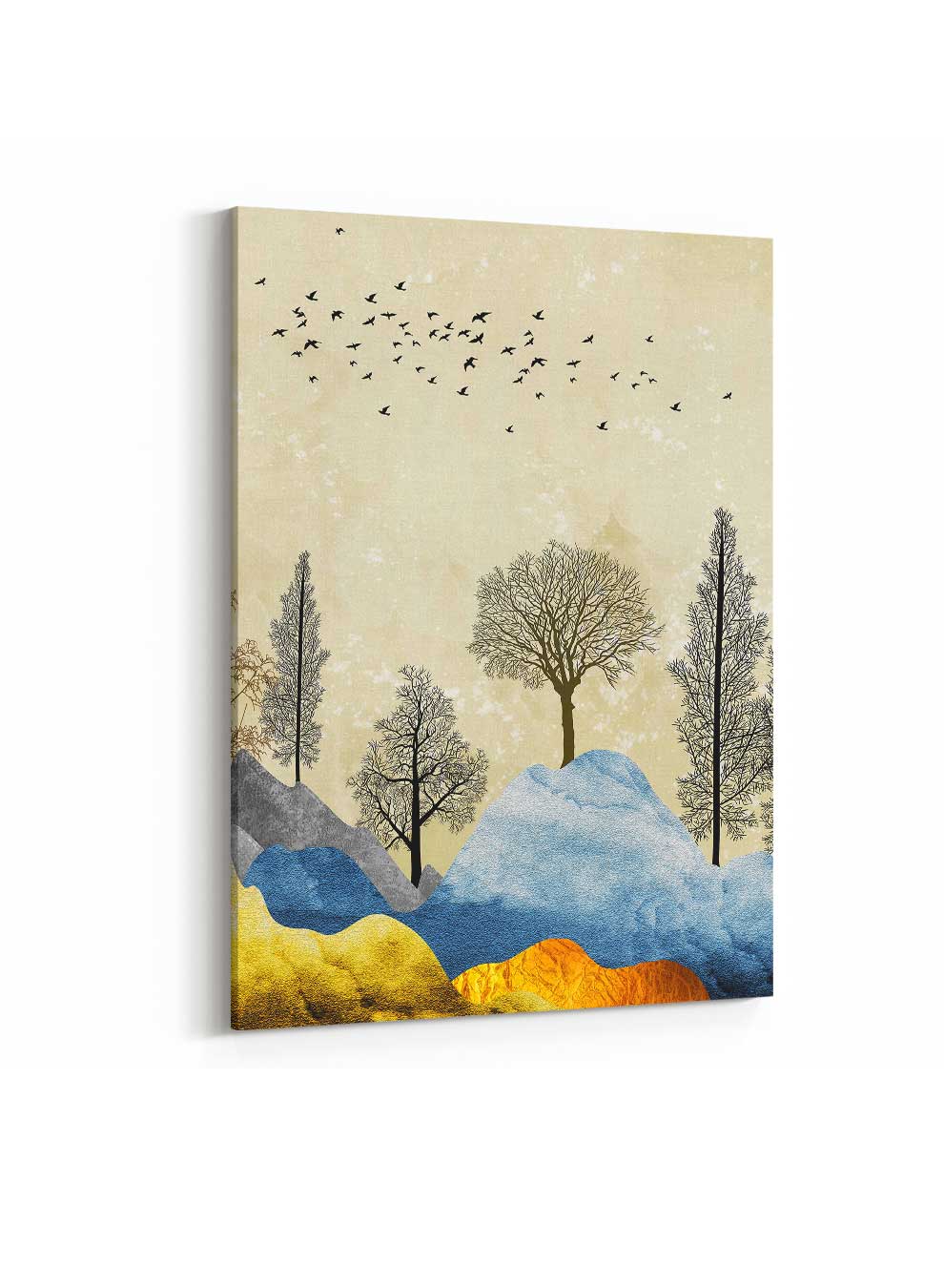 Canvas Wall Art Stretched Over Wooden Frame with Gold Floating Frame Paintings & Pictures| LOWHA