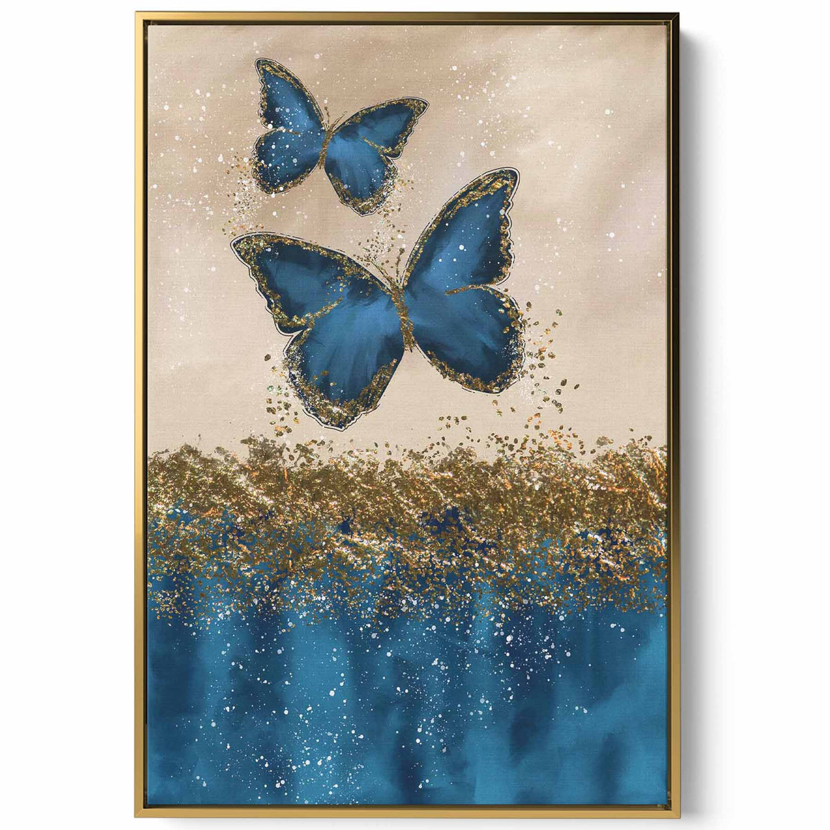 Canvas Wall Art Stretched Over Wooden Frame with Gold Floating Frame Paintings & Pictures| LOWHA