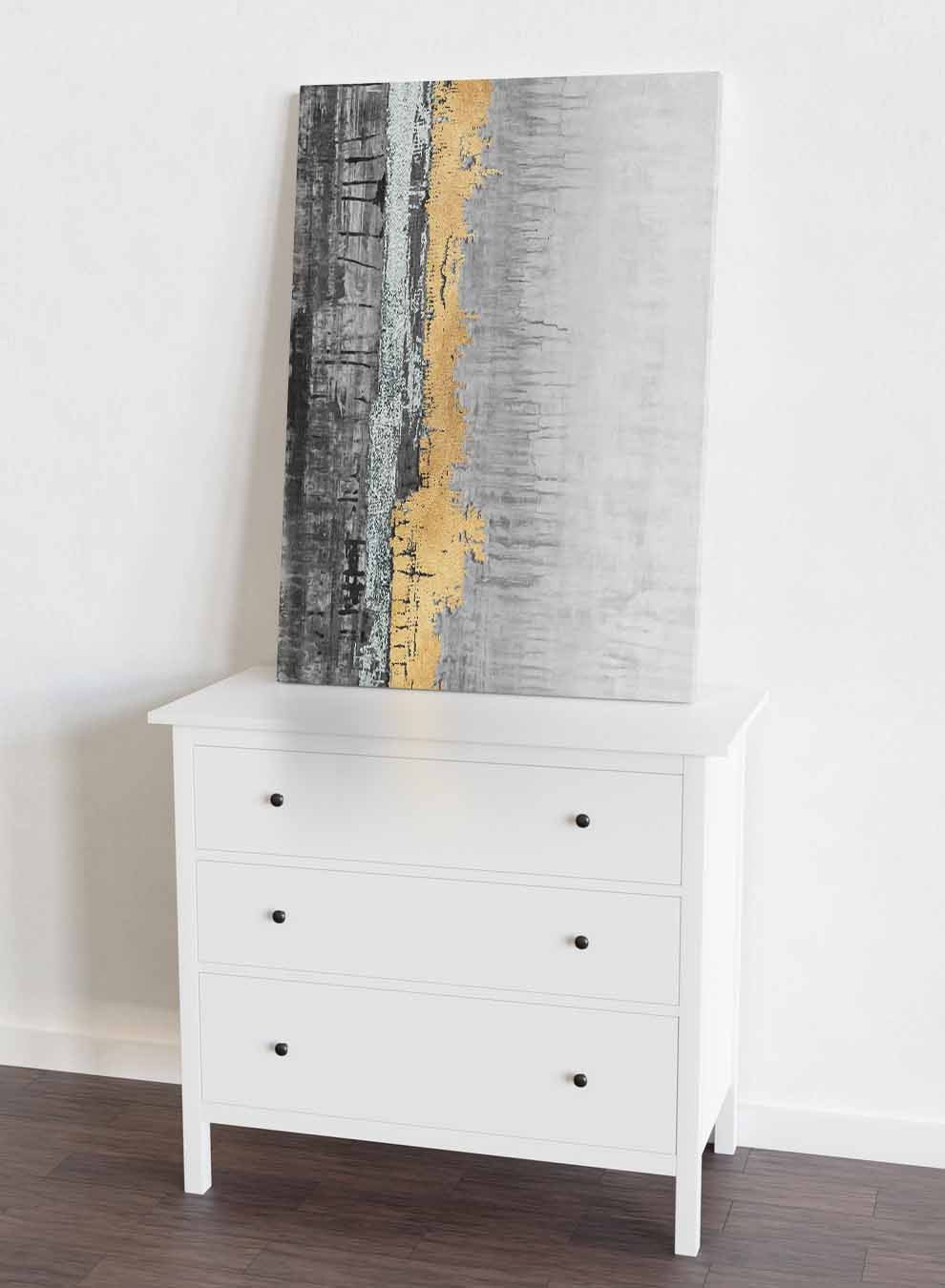 Canvas Wall Art Stretched Over Wooden Frame with Gold Floating Frame Paintings & Pictures| LOWHA