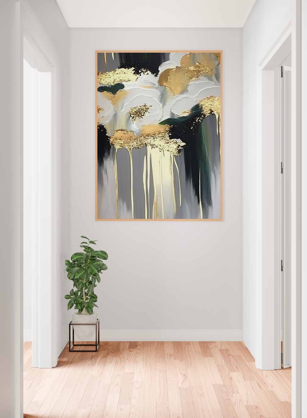 Canvas Wall Art Stretched Over Wooden Frame with Gold Floating Frame Paintings & Pictures| LOWHA