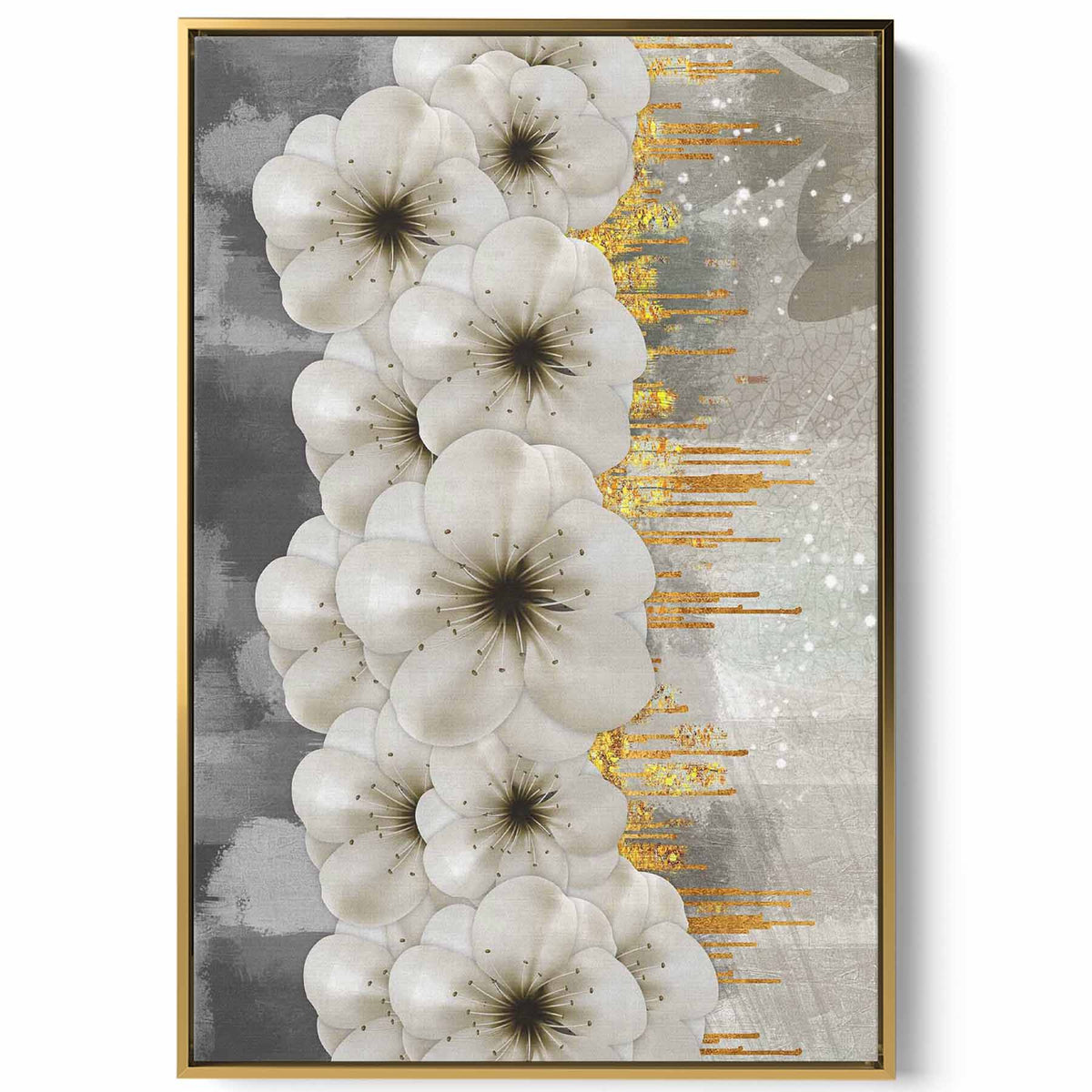 Canvas Wall Art Stretched Over Wooden Frame with Gold Floating Frame Paintings & Pictures| LOWHA